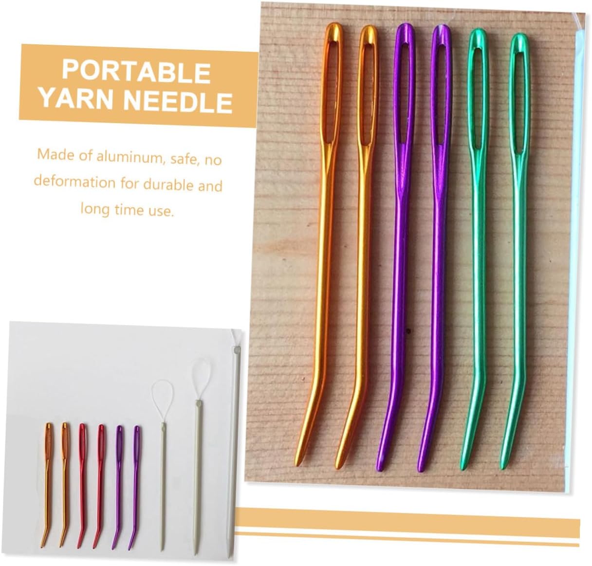 JEWEDECO 12pcs Safety Sewing Needles with Large Eye, Mixed Color Bent Darning Needles for Household Tapestry and Weaving Crafts Random Color