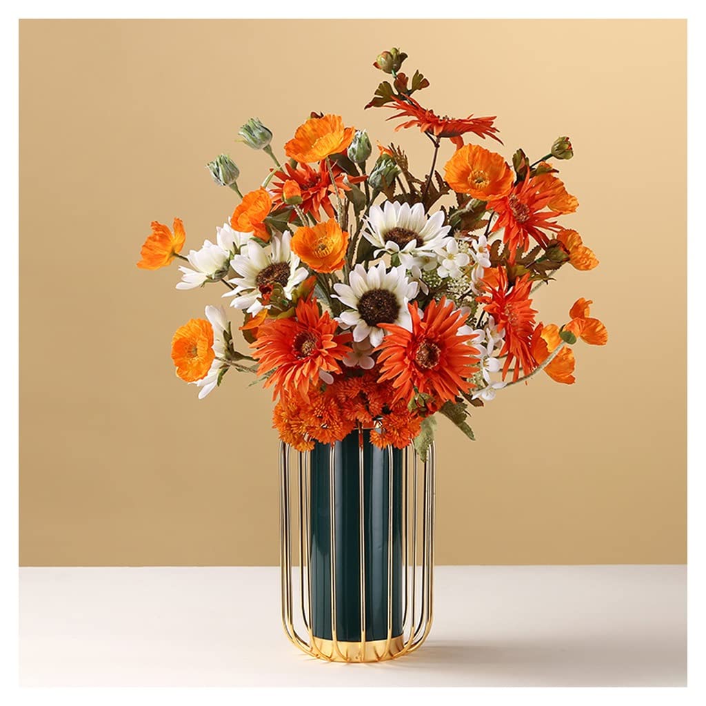 AYCDL Artificial Flowers For Decoration Silk Fake Bouquets Arrangements Wedding Party Home Decor,C With Vase-C