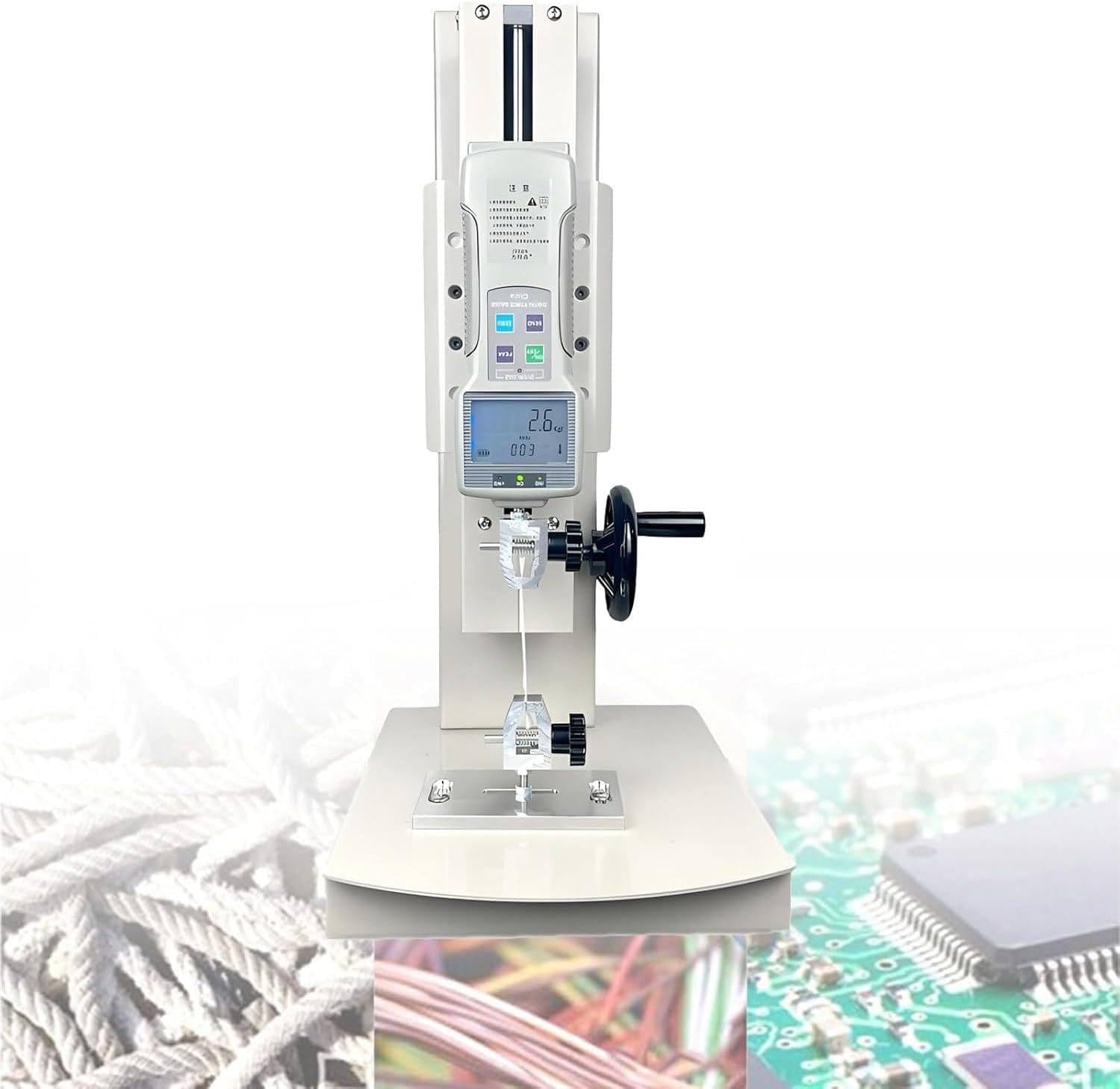 XUXIAO Digital Tensile Testing Machine, Digital Pull Tester Portable Wire Harness Terminal Tensile Force Testing with USB, Error 0.5%, Stroke 270mm, with 5 Probe, 2 Testing Clamp Standard-100N