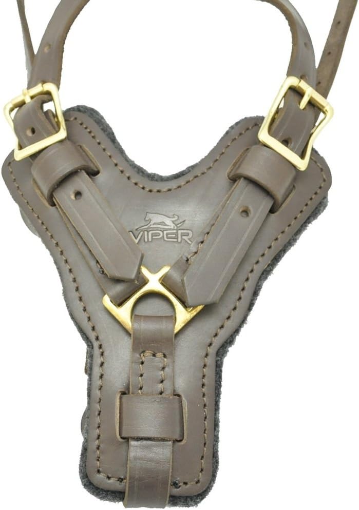 Viper Typhoon Multi-Function Leather Dog Pet Harness Black or Brown for Large Dogs Tracking Protection Police, 26"-32", Brown