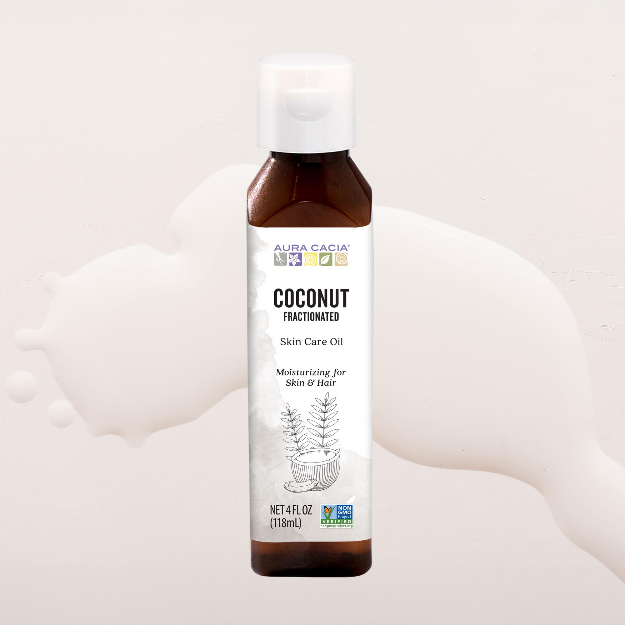 Aura Cacia Coconut Fractioned Body Oil, 4Oz