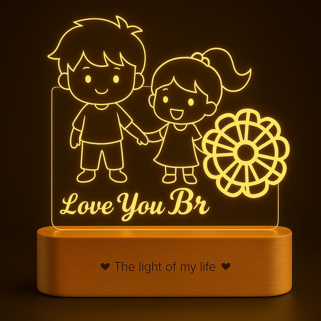 ZOCI VOCI Acrylic Personalized Engraved LED Lamp -Rakhi Gift for Brother and Sister Or Siblings | Unique Gift for Rakhi (Bondlit), Multicolor