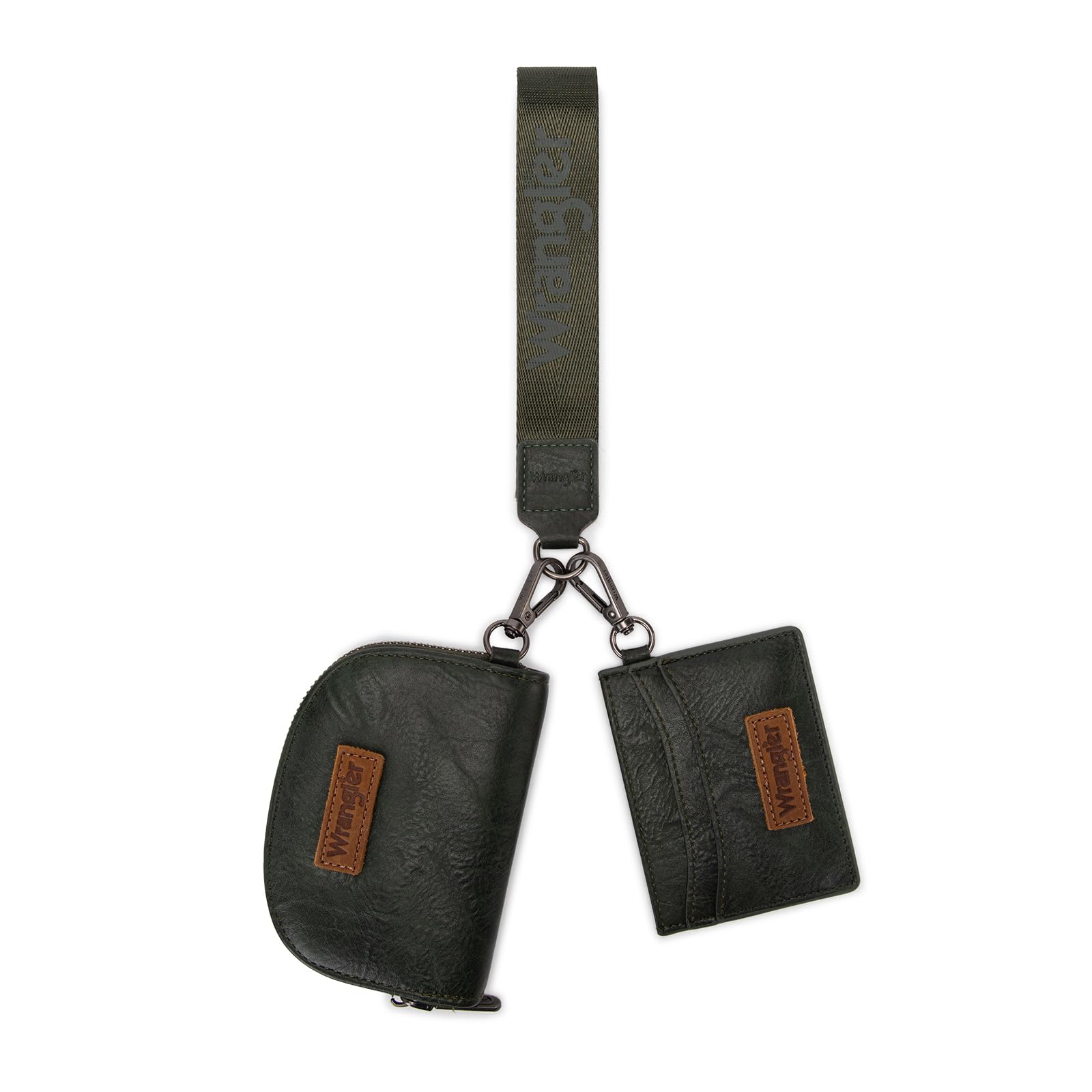 Wrangler KeyChain Wallet Wristlet Wallets for Women Dual Pouch Wristlet with Zipper Womens Credit Card Holder Wallet