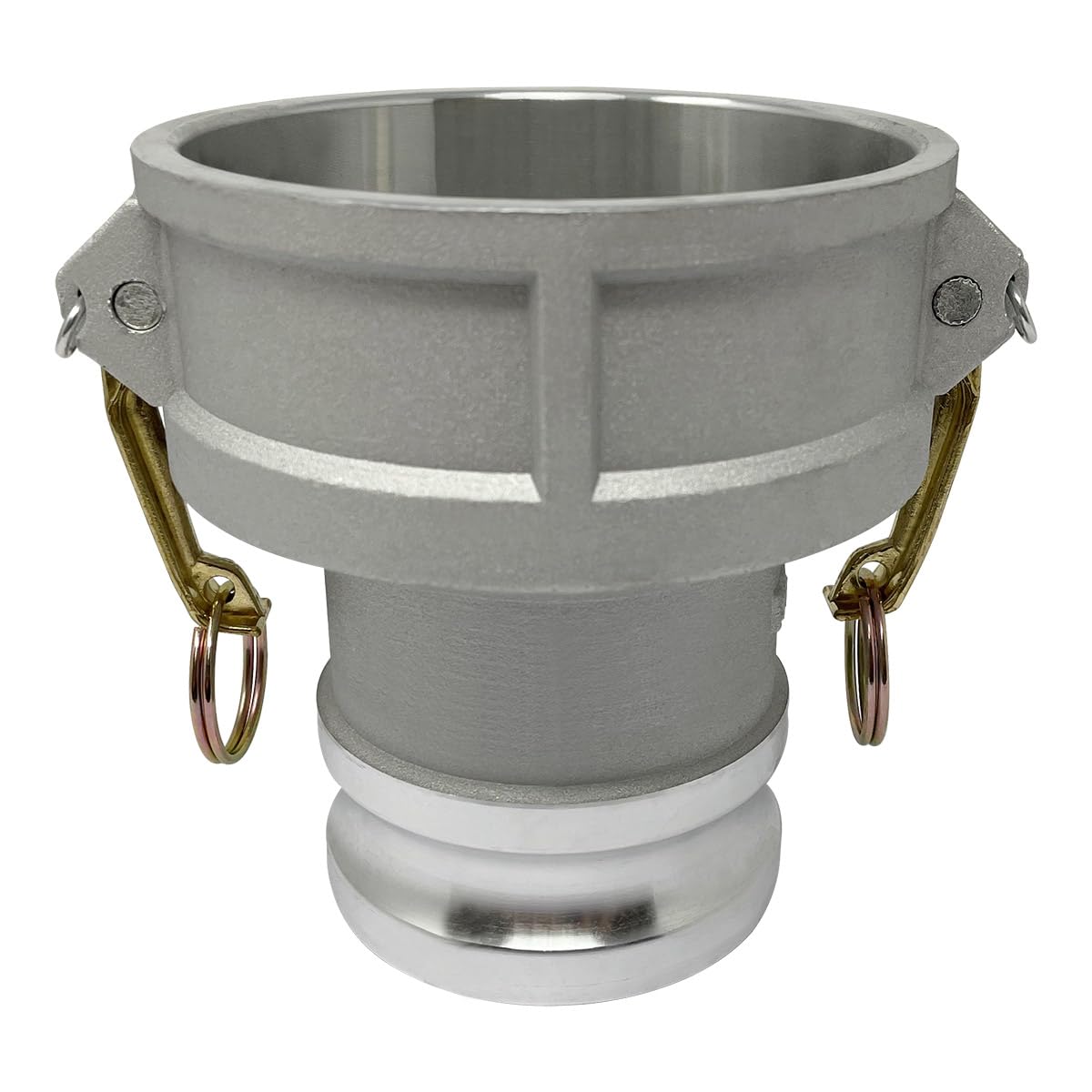 Gloxco Conector de manguera DA tipo de aluminio y ranura para cámara, reductor, Camlock hembra de 4 pulgadas x Camlock macho de 3 pulgadas (CAM-4030-DA-AL)