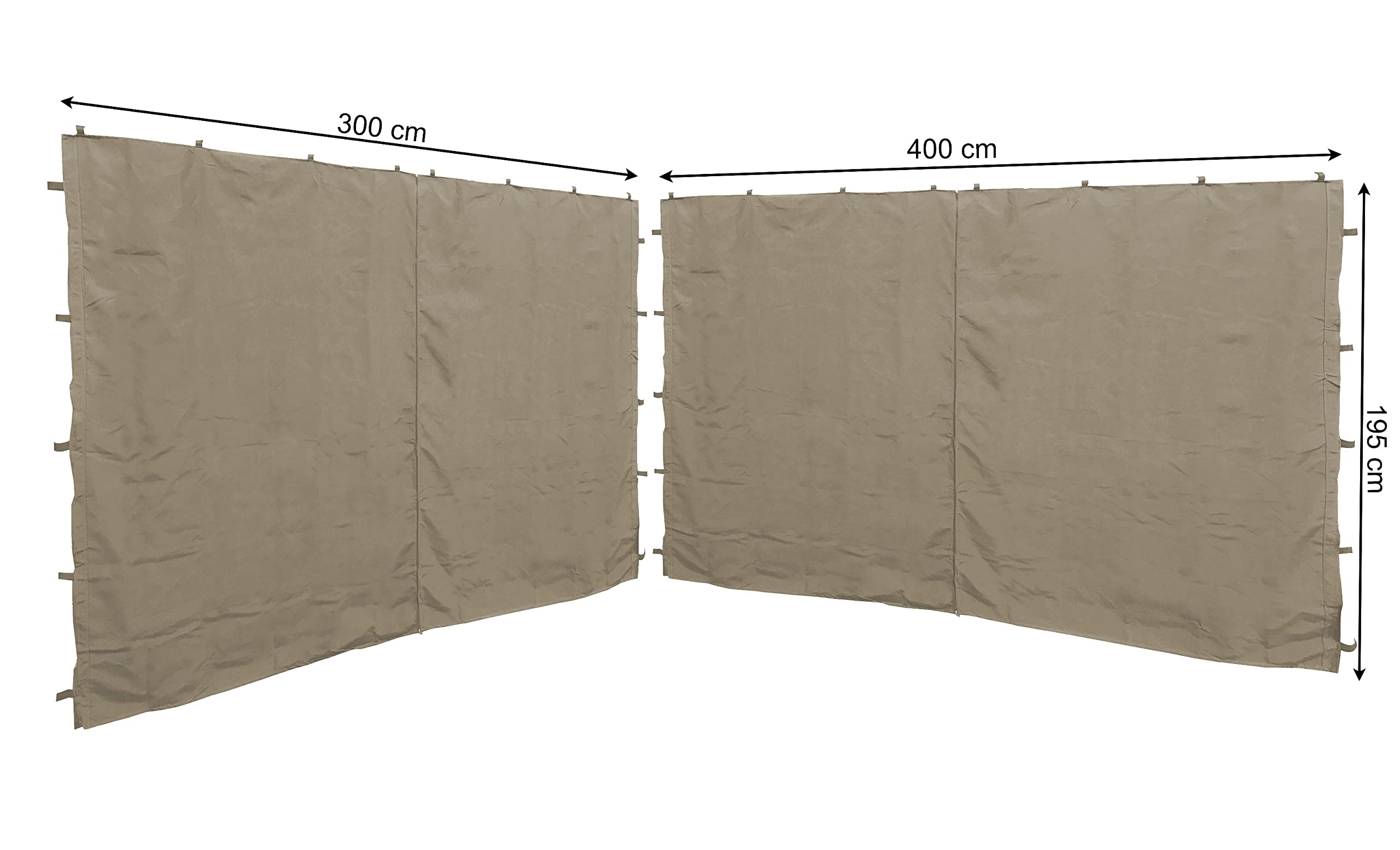 QUICK STAR 2 Pannelli Laterali con Zip 400/300x197cm per padiglioni 3x4m Parete Laterale Beige RAL 1001