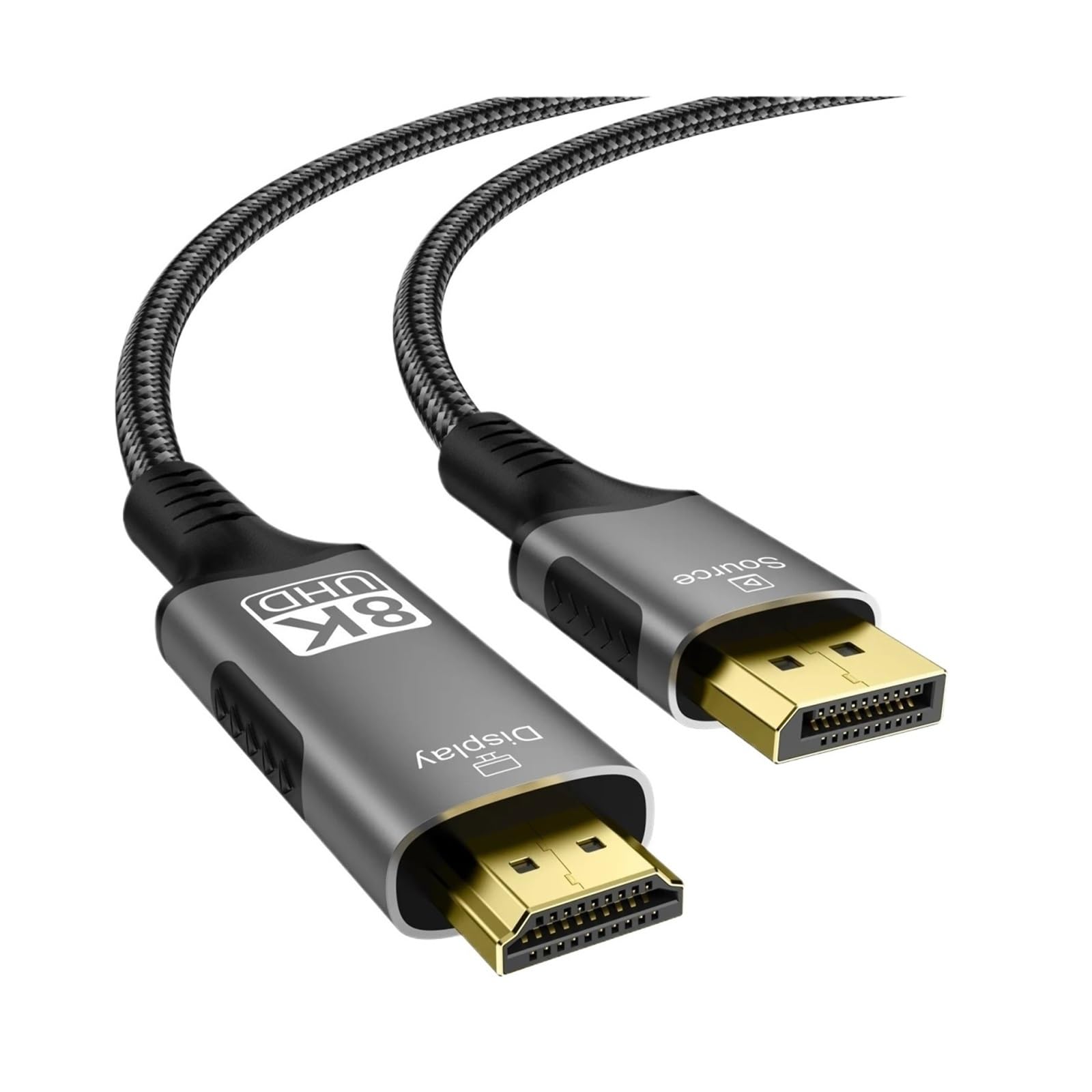 Câble Convertisseur 8K DP Vers HDMI @ 30Hz 4K 120Hz For Projecteur D'ordinateur TV RX8000 RTX4080, Port D'affichage 1.4 Connecteur 2(2m)