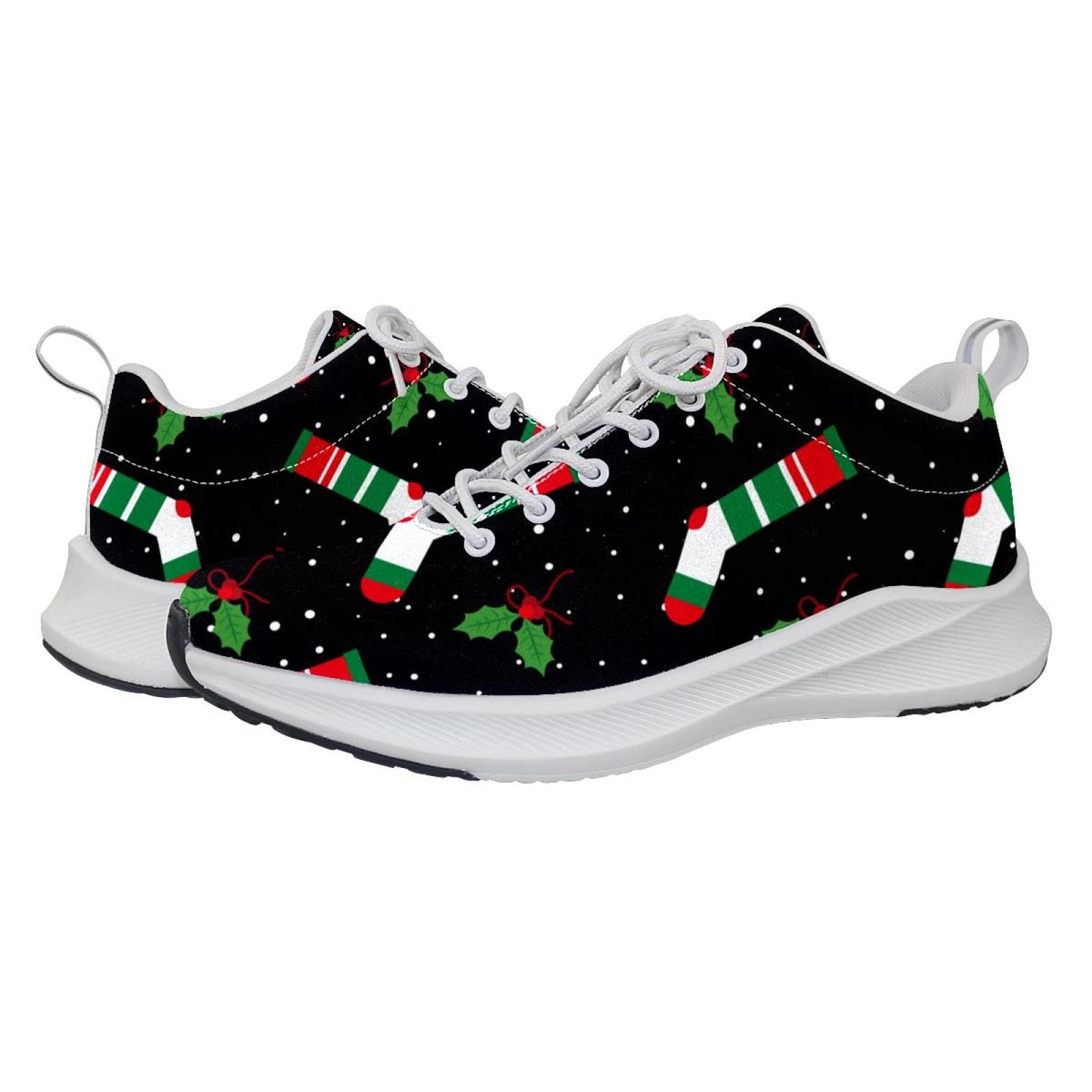 Sneakers personalizzate Scarpe da passeggio leggere Running Athletic Casual Sneakers Natale Inverno Nero, multicolore, 4 US