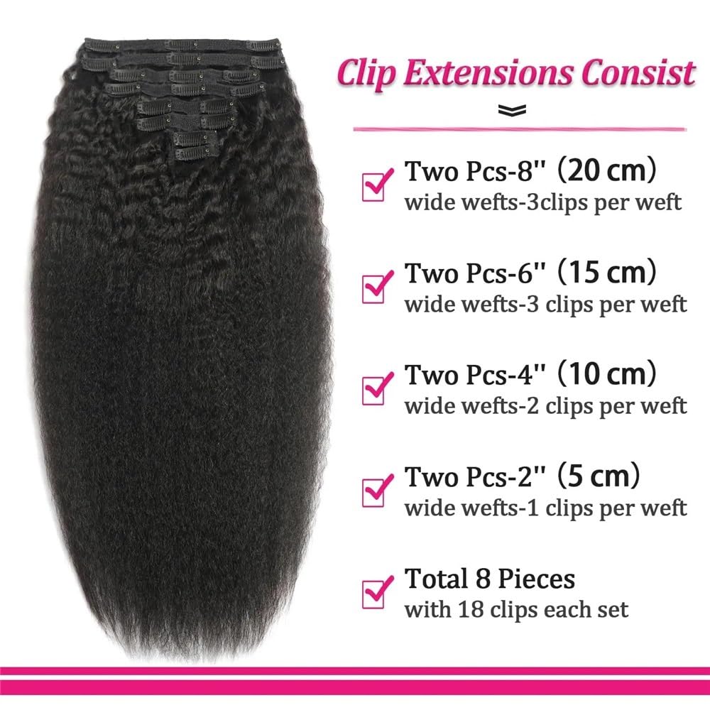 Przedłużanie włosów Przedłużki do włosów Kinky Straight Clip-in Clip-Ins Brazylijskie 100% przedłużki z Remy #1B(10inches,120g)