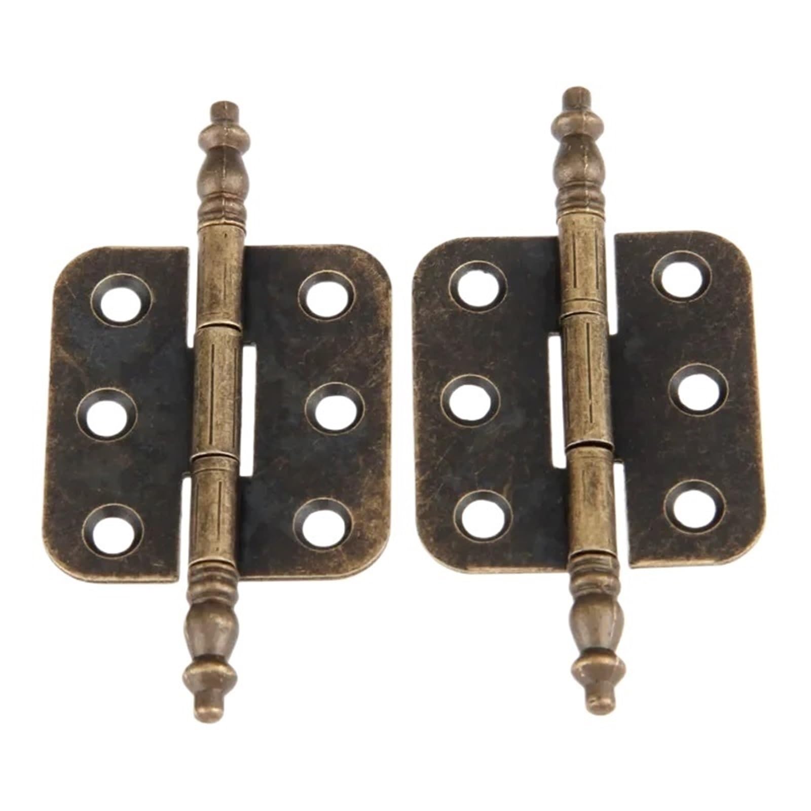 2Pcs 70 * 35mm Antique Bronze Crown Head Hinges 6 Holes Decorative Hinge