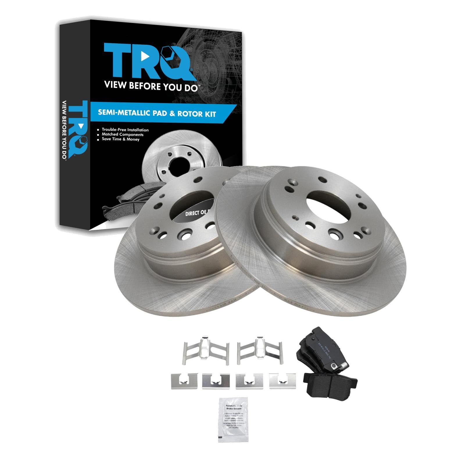 TRQ Rear Brake Pad and Rotor Set Semi Metallic