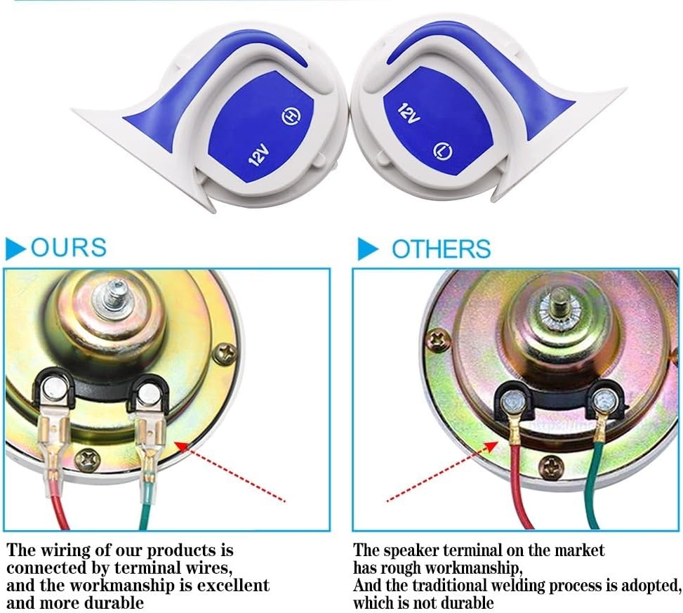 2pcs Car Speaker Vehicle 18 Voices Tone Music Speakers Horns Alarm Motor Motorcycle Horn Replace car Horn(2pcs Blue)