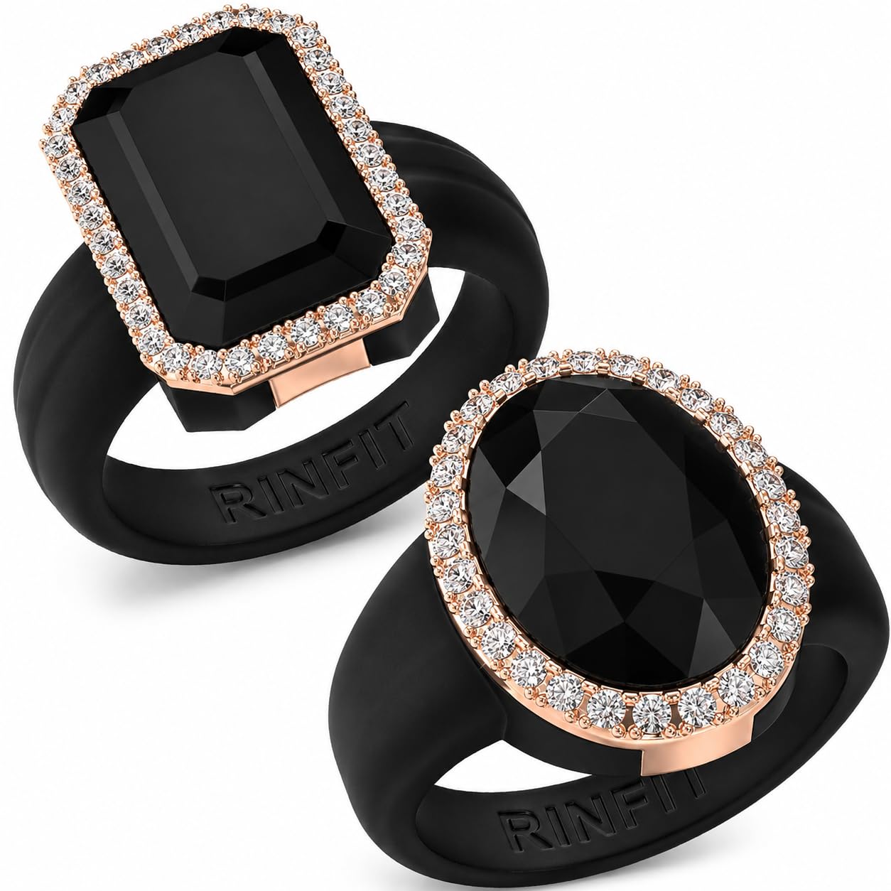 Rinfit Emerald Silicone Ring with CZ Stones for Women