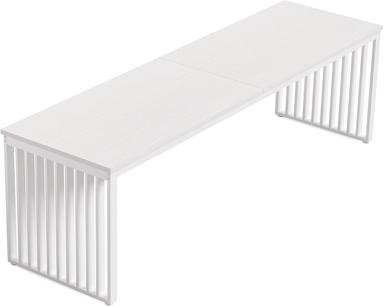 LITTLE TREE Two Person Desk, 78.74" Extra Long Computer Desk for 2 People, White Wooden Double Study Desk with Heavy Duty Metal Legs, Large Business Workstation for Home Office