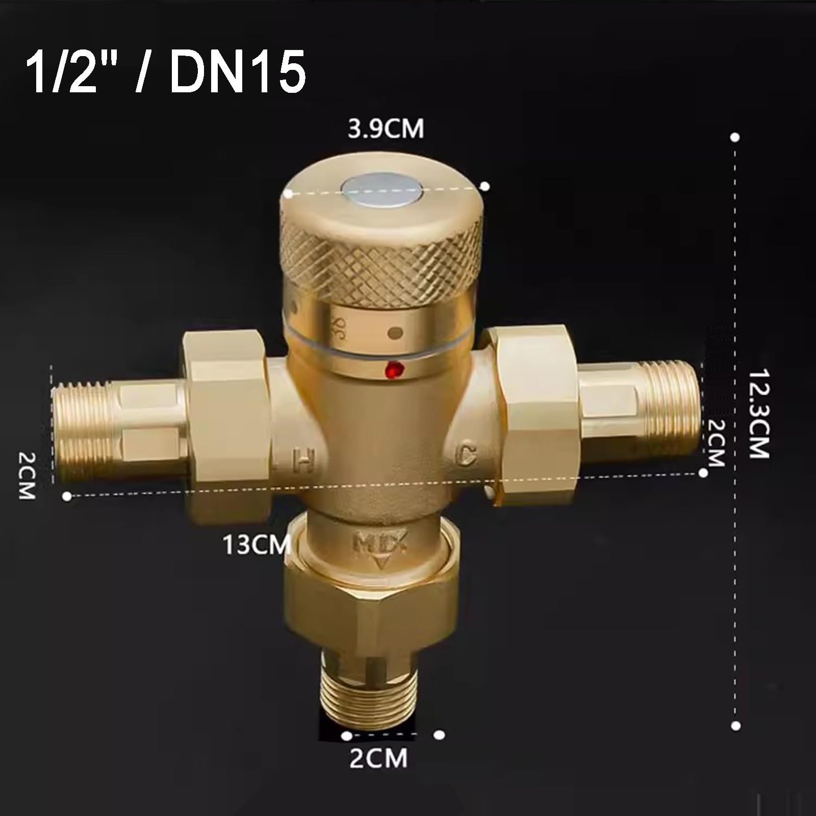 Válvula mezcladora termostática para control de temperatura de ducha, rosca NPT, construcción de latón macizo con controles integrales