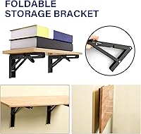 Vista 6 de Soportes de estante plegables de 10 pulgadas, 4 unidades, soportes de estante plegables resistentes, soportes plegables para estantes plegables