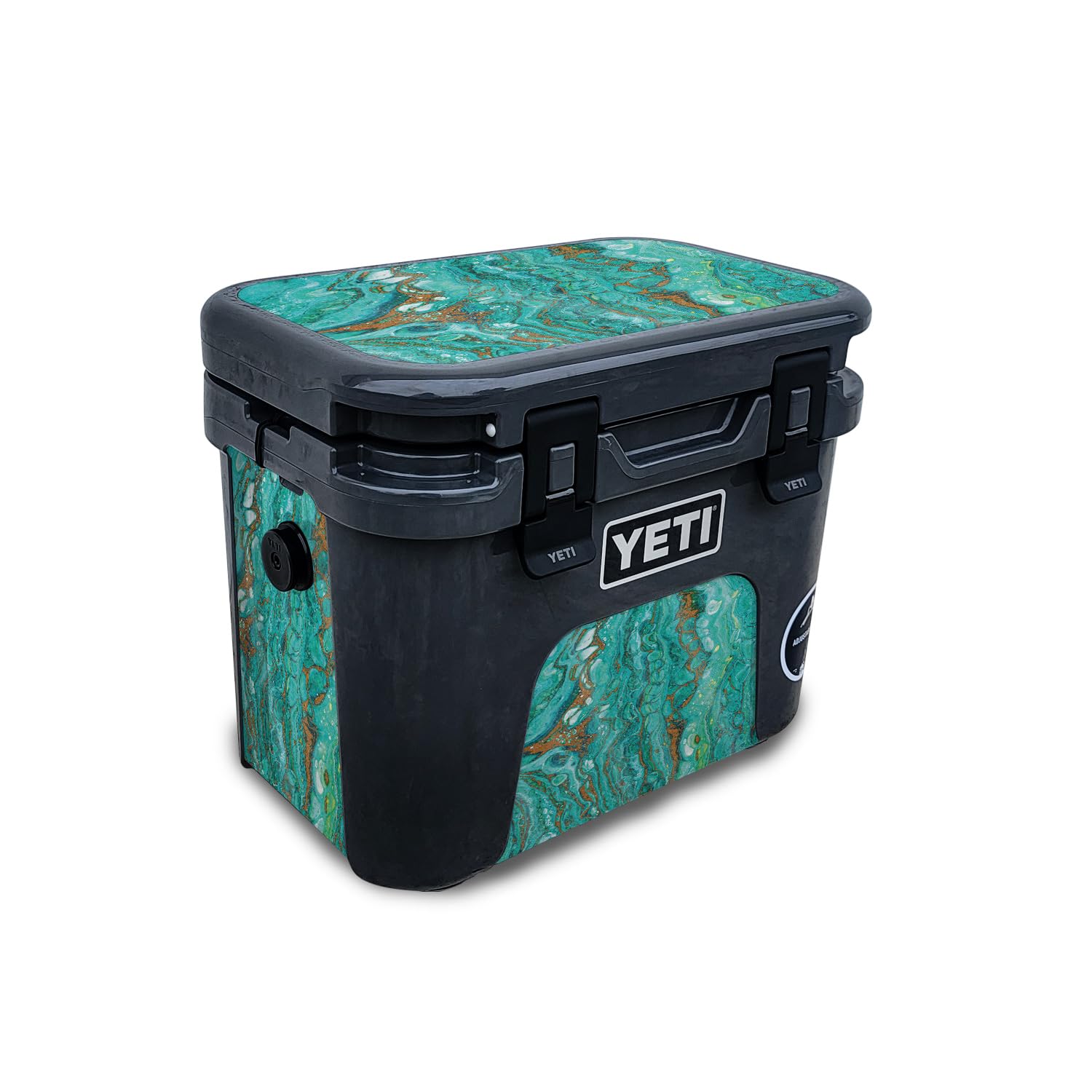 Glossy Glitter Skin Compatible with Yeti Roadie 15 Hard Cooler - Turquoise Ripple - Premium 3M Vinyl Protective Wrap Decal Cover - Easy to Apply | Crafted in The USA by MightySkins