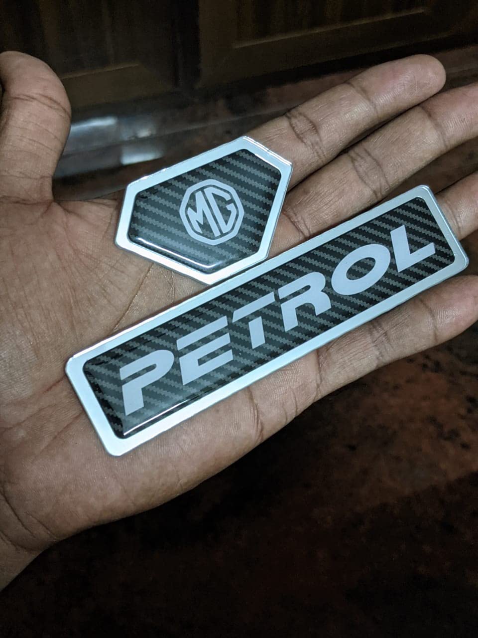 2-Pack Carbon Fiber & Silver Blue Supercharged Emblem Badges – Stick-On Exterior Decals