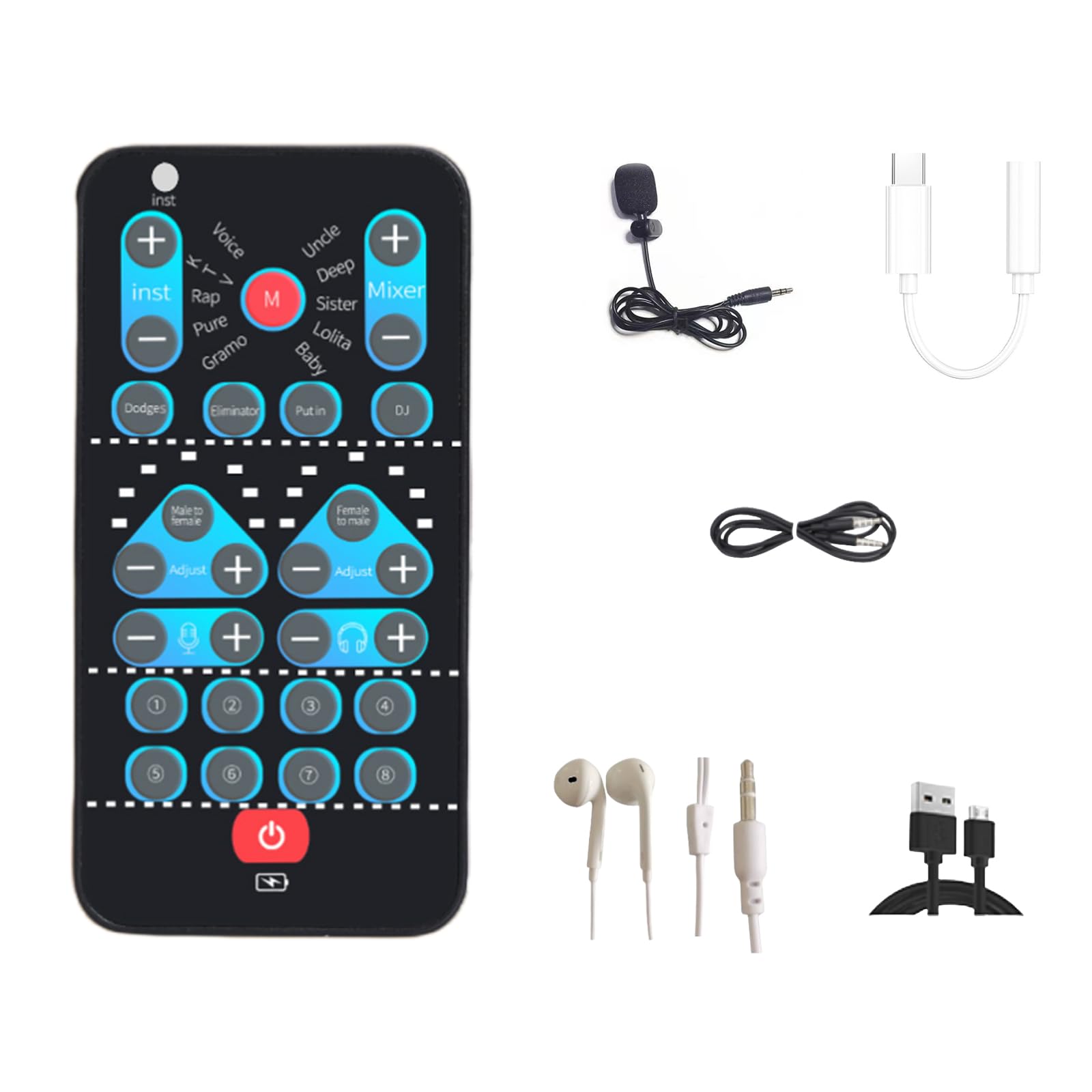 High-Definition Portable Voice Changer Sound Card with Real-Time Transformation, Ideal for Streaming, Gaming, and Entertainment Scenarios (M10-for Android Smartphone)