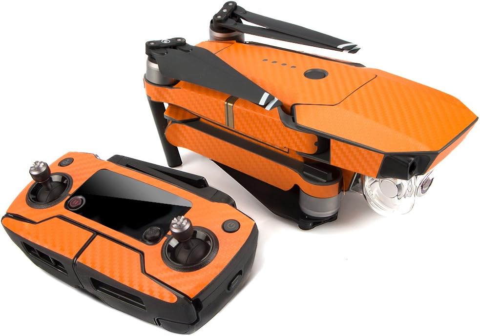 DJI Mavic Pro Skin Wrap Sticker Decals, Mavic Pro Accessories, Mavic Skin Orange, Waterproof Carbon Fiber Vinyl Skin Decal Set Remote Controller Battery Body Wrap for DJI Mavic Pro