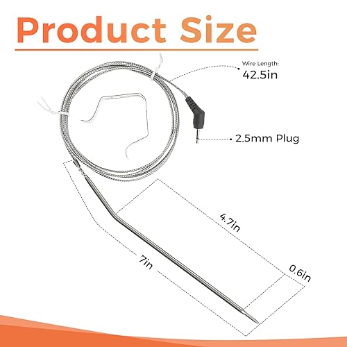 Miniatura 2 de MOOTVGOO Paquete de 2 sondas de repuesto para termómetro de carne, sonda de temperatura de carne de acero inoxidable para Thermopro TP04, TP06,