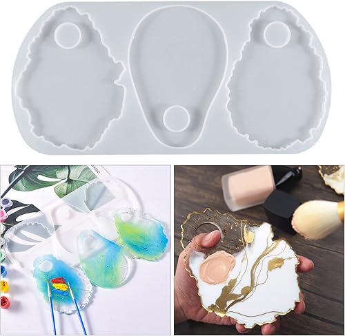 Miniatura 8 de Crystal Epoxy Resin Abrasive Irregular Lace Big Tag Pendant Silicone Mold Liquid Palette Palette Silicone