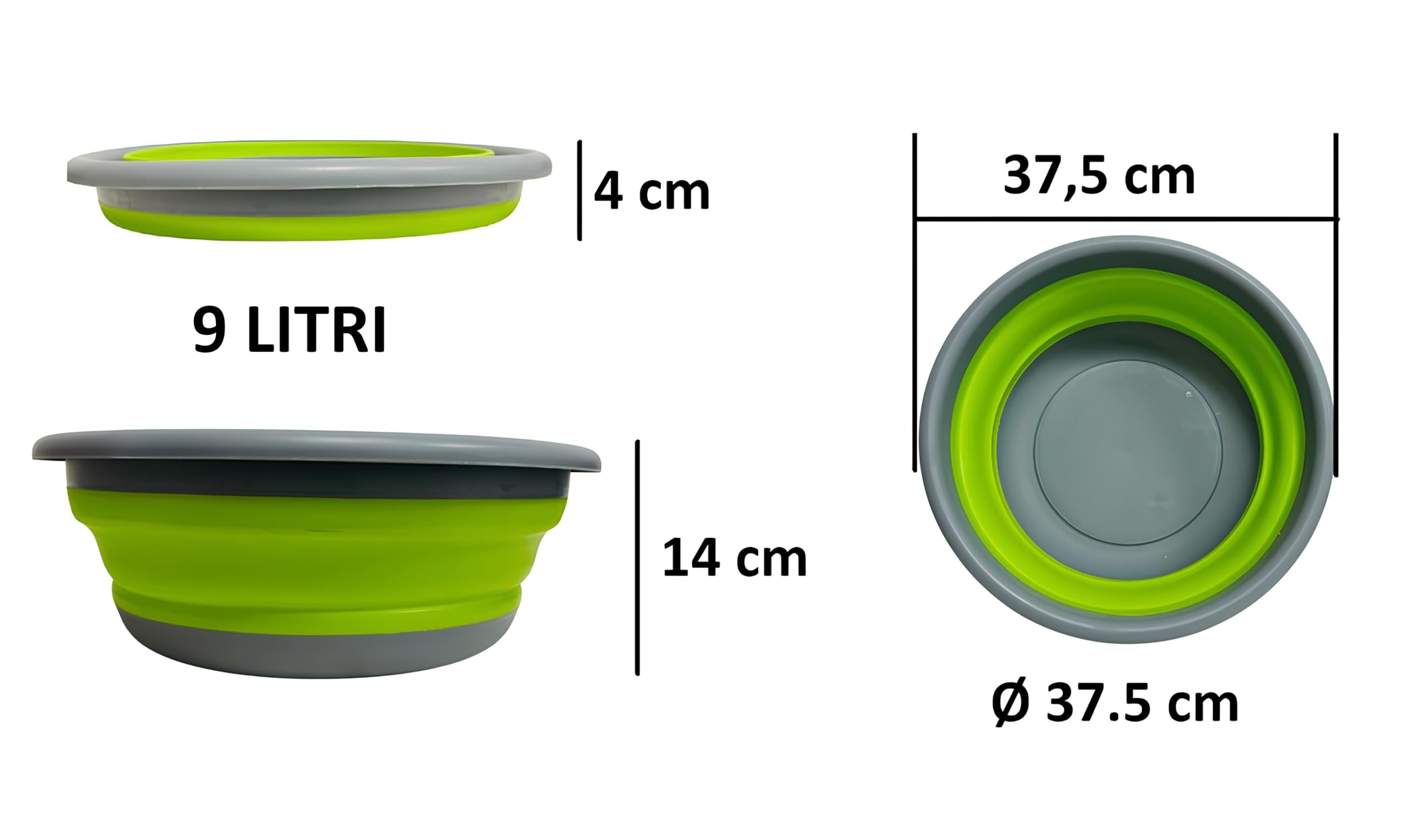 Bassin pliable rond 5 litres Ø 32 cm 9 litres Ø 37,5 cm lingette multifonction bassin de stockage pliable bac à linge plastique silicone bassin panier camping maison pique-nique camping-car