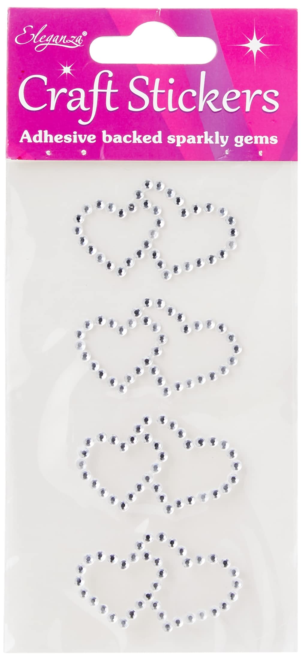 Eleganza Silver Double Open Heart Stickers, 1