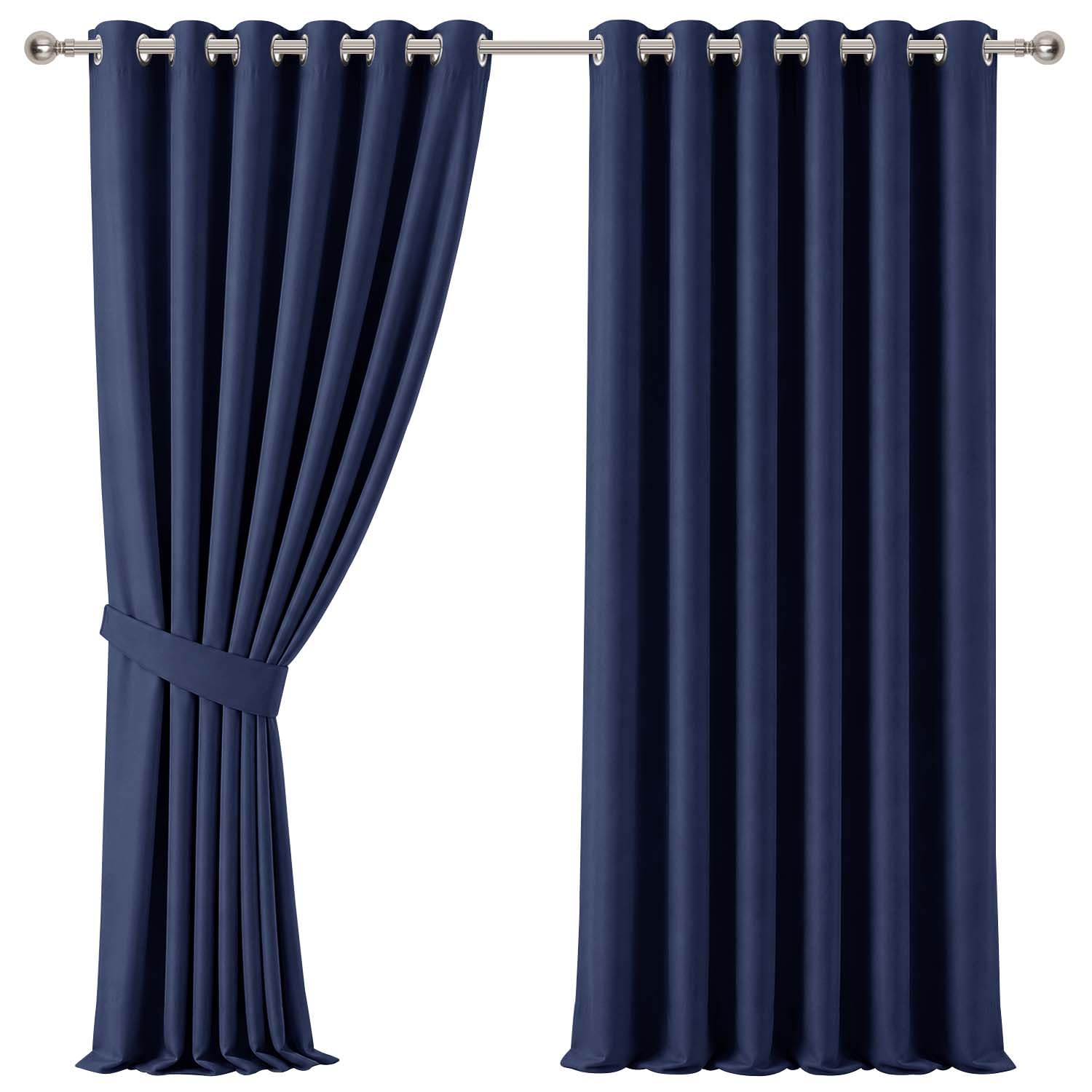 Aspire Homeware Eyelet Blackout Curtains Bedroom, Navy 46"x 90" 1 Pair