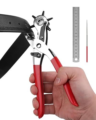 KingTool Perforadora profesional de cuero, perfecta para cinturones, correas de reloj, correas, collares de perro, sillones, zapatos, tela,