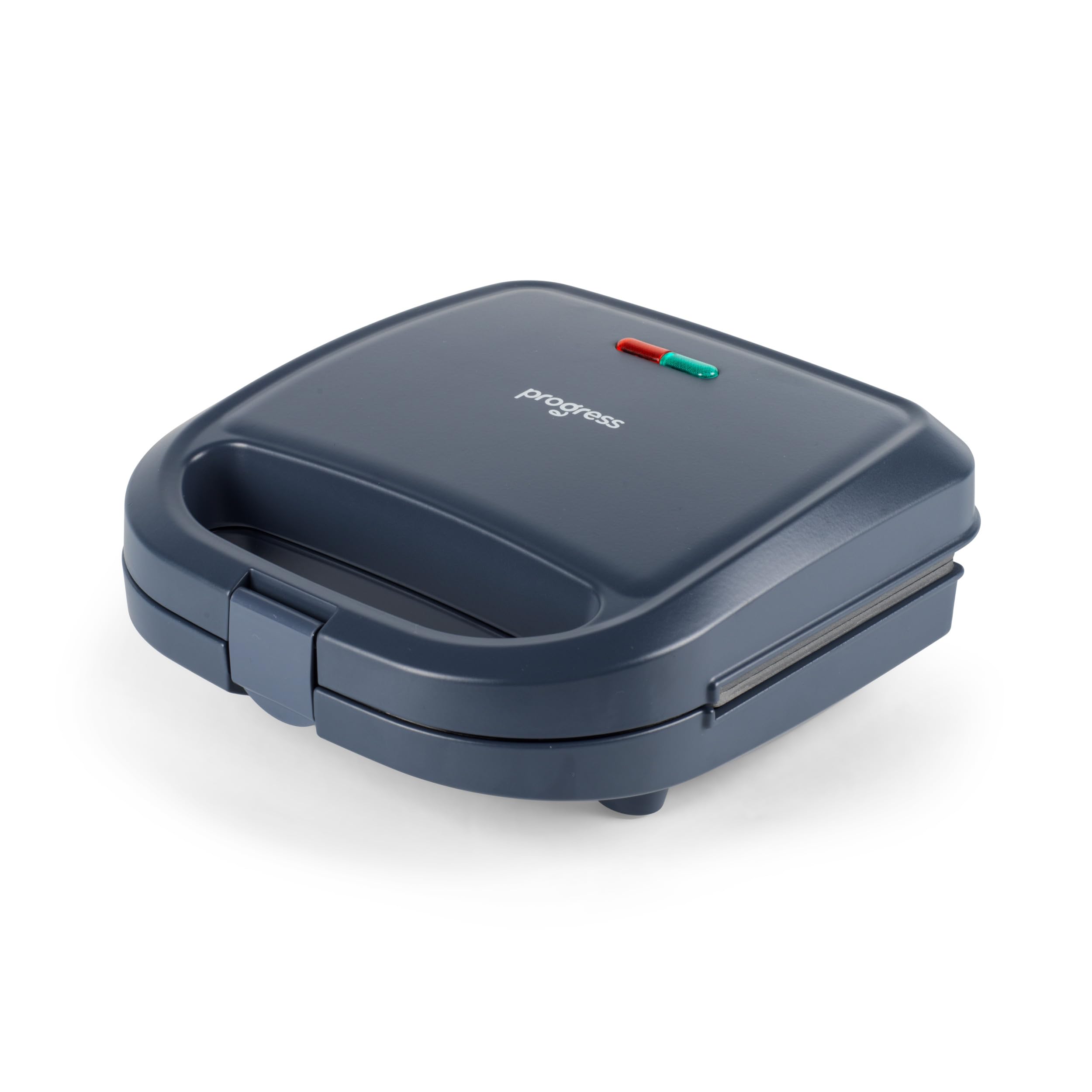 Progress Mellow Waffle Maker - 2 rebanadas, control automático de temperatura, luces indicadoras de encendido/listo, placas de cocción antiadherentes, asas de transporte frías al tacto, 750 W