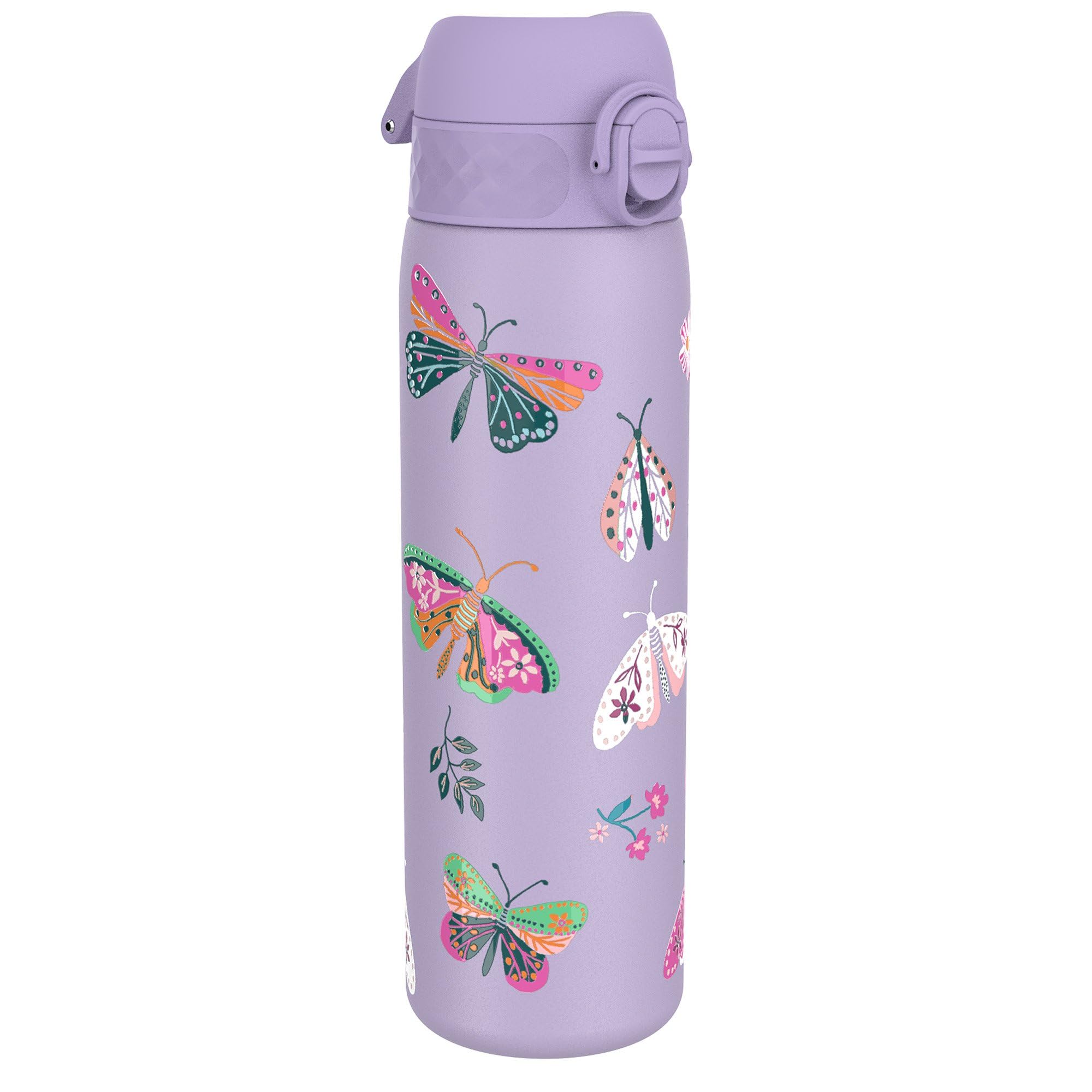 Ion8 Leak Proof Slim Thermal Steel Water Bottle, Insulated, Butterfly, 500Ml (17Oz)