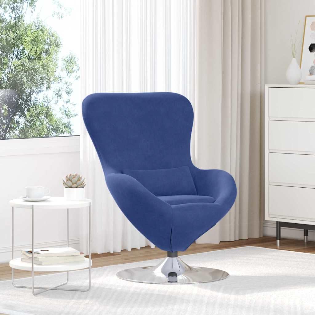 vidaXL Sillón Huevo Azul Policía Terciopelo, Silla de salón Moderna, Asientos Elegantes, Terciopelo, cómodos, Forma de Huevo, giratoria para Relajarse en casa