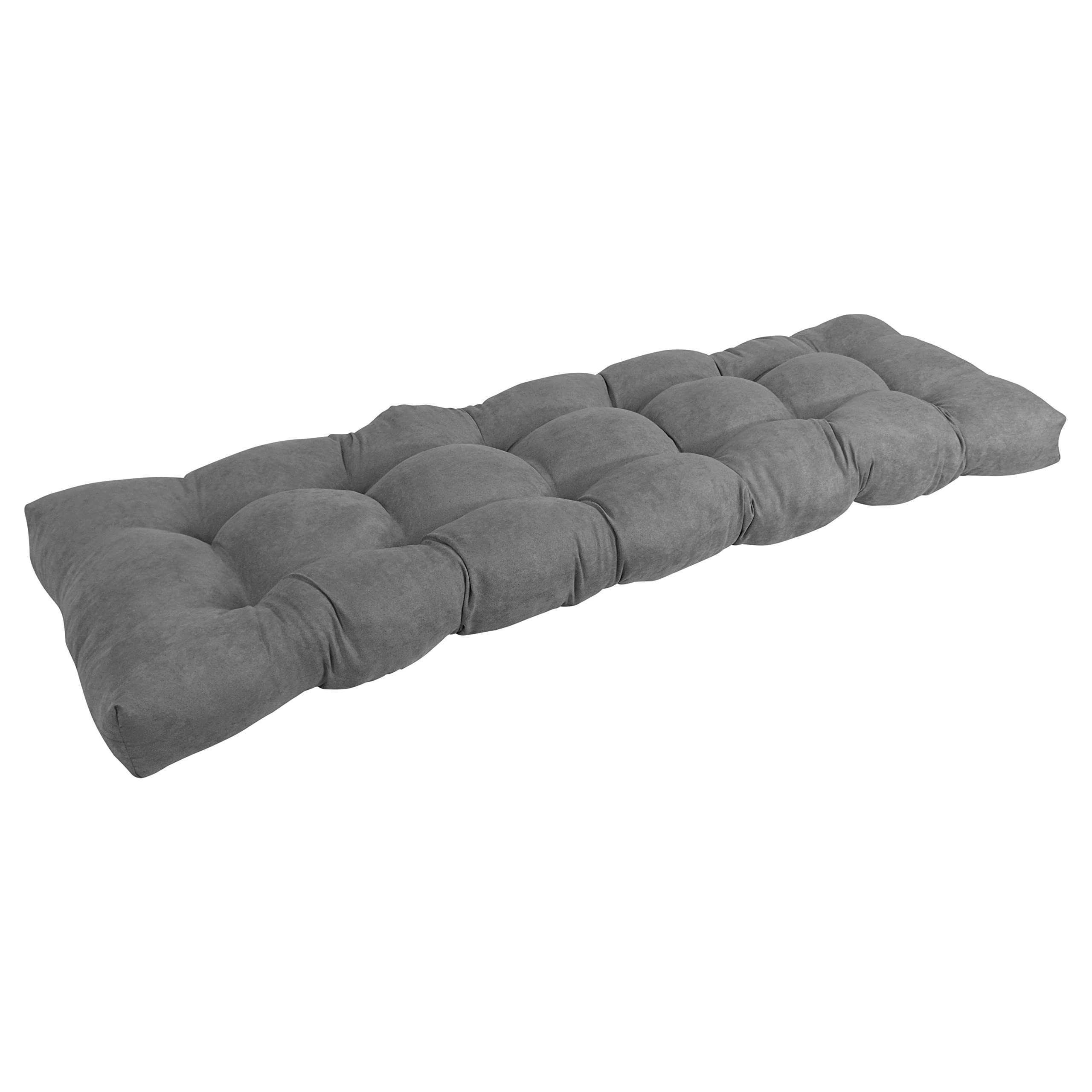 Blazing Needles Microsuede Tufted Bench Cushion, 60" x 19", Steel Grey