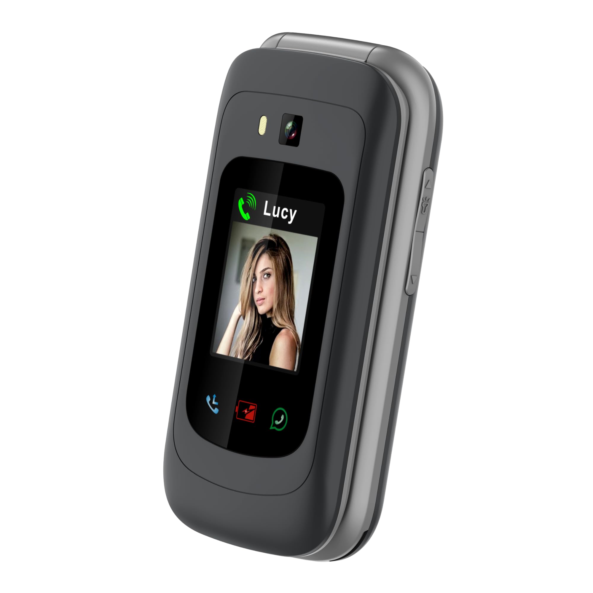 Funker E480 - Telefono 4G per anziani con WhatsApp e videochiamate, pulsante SOS e GPS, tasti grandi, schermo touch da 2,8", volume alto, cellulare con coperchio facile da usare, colore nero