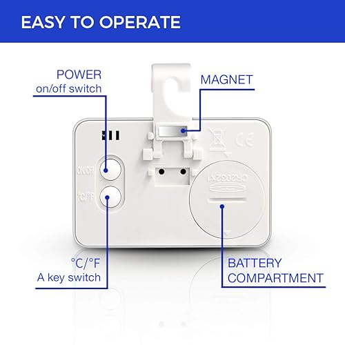 Miniatura 3 de Mini termómetro para nevera, paquete de 2 termómetros digitales para congelador, termómetro impermeable con gancho, pantalla LCD grande