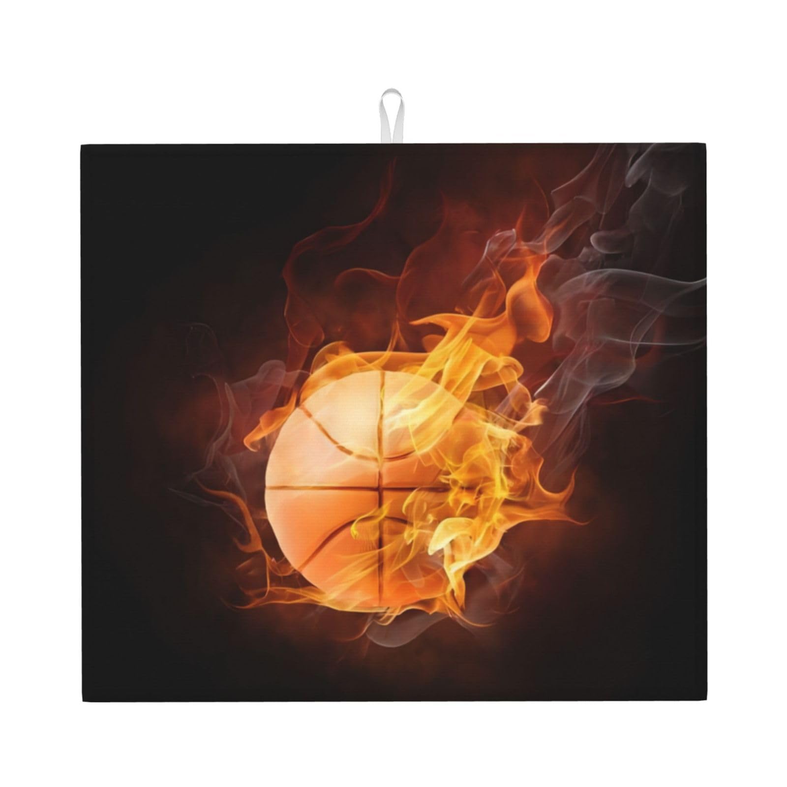 YYHWHJDE Basketball Prints Kitchen Drying Mat – Absorbent Microfiber Throw for Dishes, Non-Slip Counter Layer with Vibrant Fade-Resistant Print, Ideal for Appliance Protection