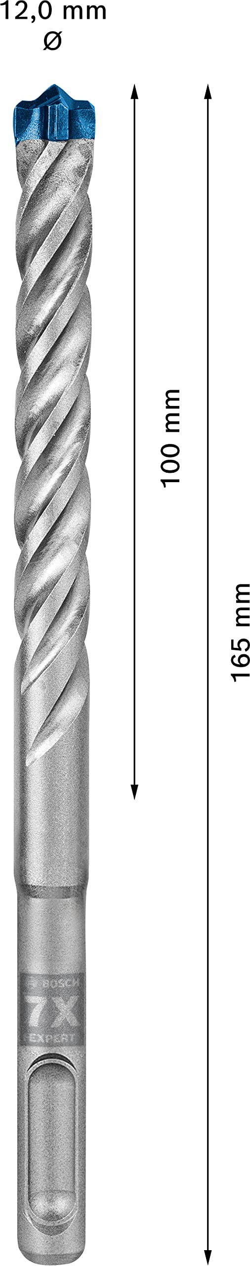 Bosch Professional 10x Brocas para martillo Expert SDS plus-7X (para Hormigón armado, Ø 12.00 x 165 mm, accesorios Martillo perforador rotativo)