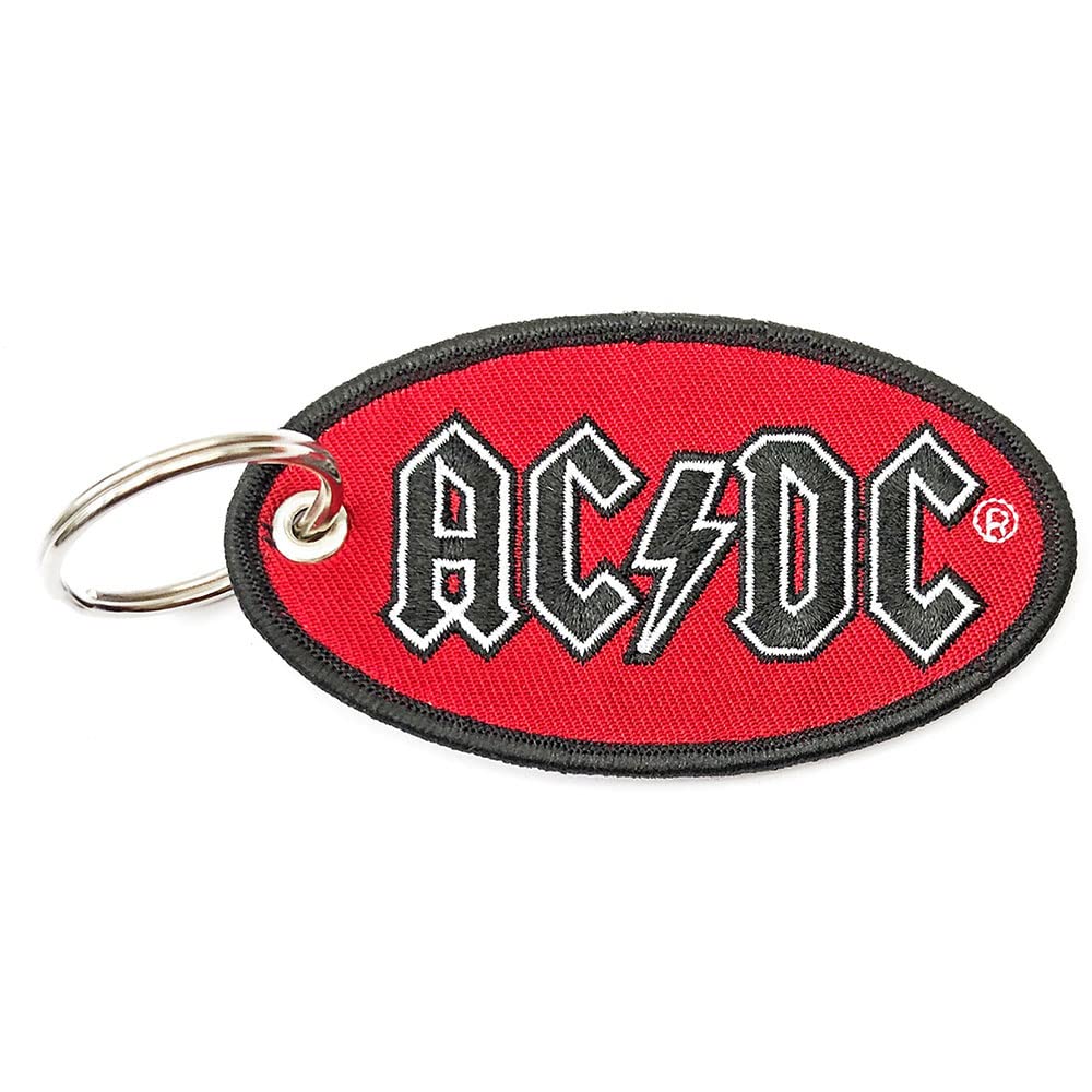 AC/DC Keyring Keychain Oval Classic Band Logo Patch Official Red""