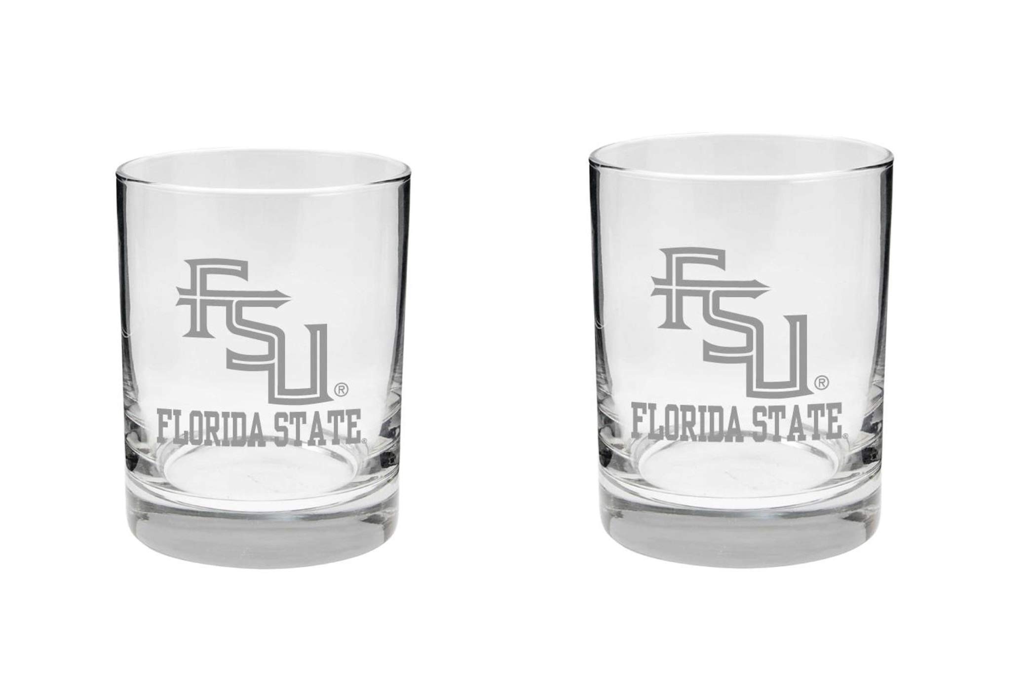 RFSJ Florida State Seminoles 2-Sided, Etched Satin Finish, Rock (or Whiskey) Glass - Set of 2, 14 oz