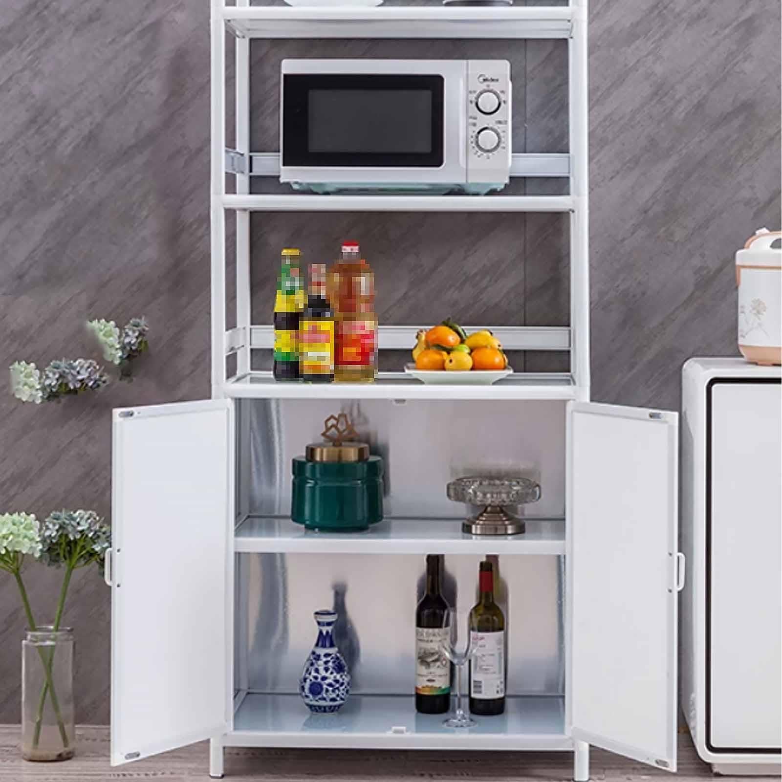 Szafka Kuchenna z Półką Górną, Rama Aluminiowa, Spiżarnia Wysoka, Biała