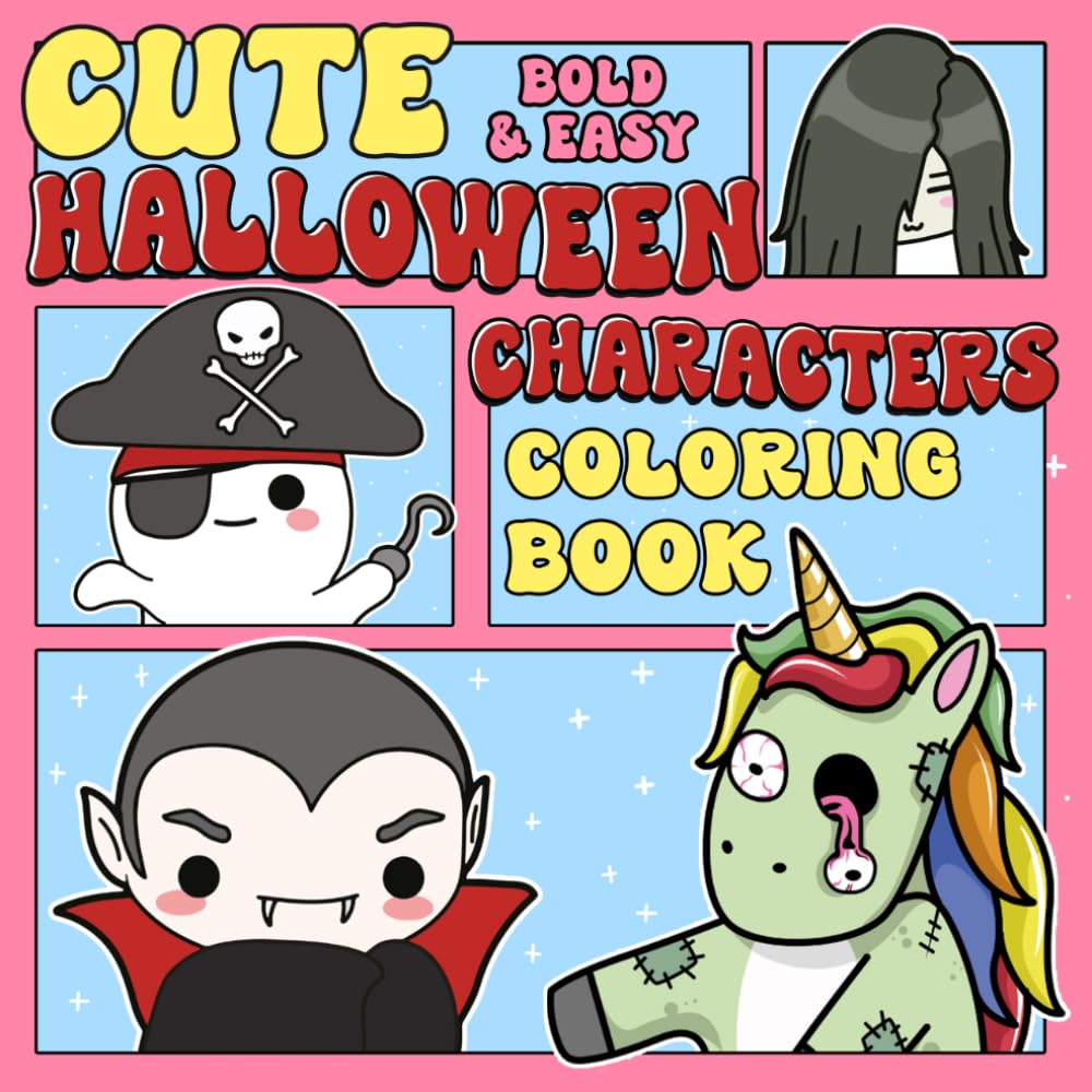 Cute Halloween Characters - Bold And Easy Coloring Book: Whimsical Spooky Coloring Pages with Playful Ghosts, Adorable Creatures, Cozy Festive Fun, and Kid-Friendly Designs