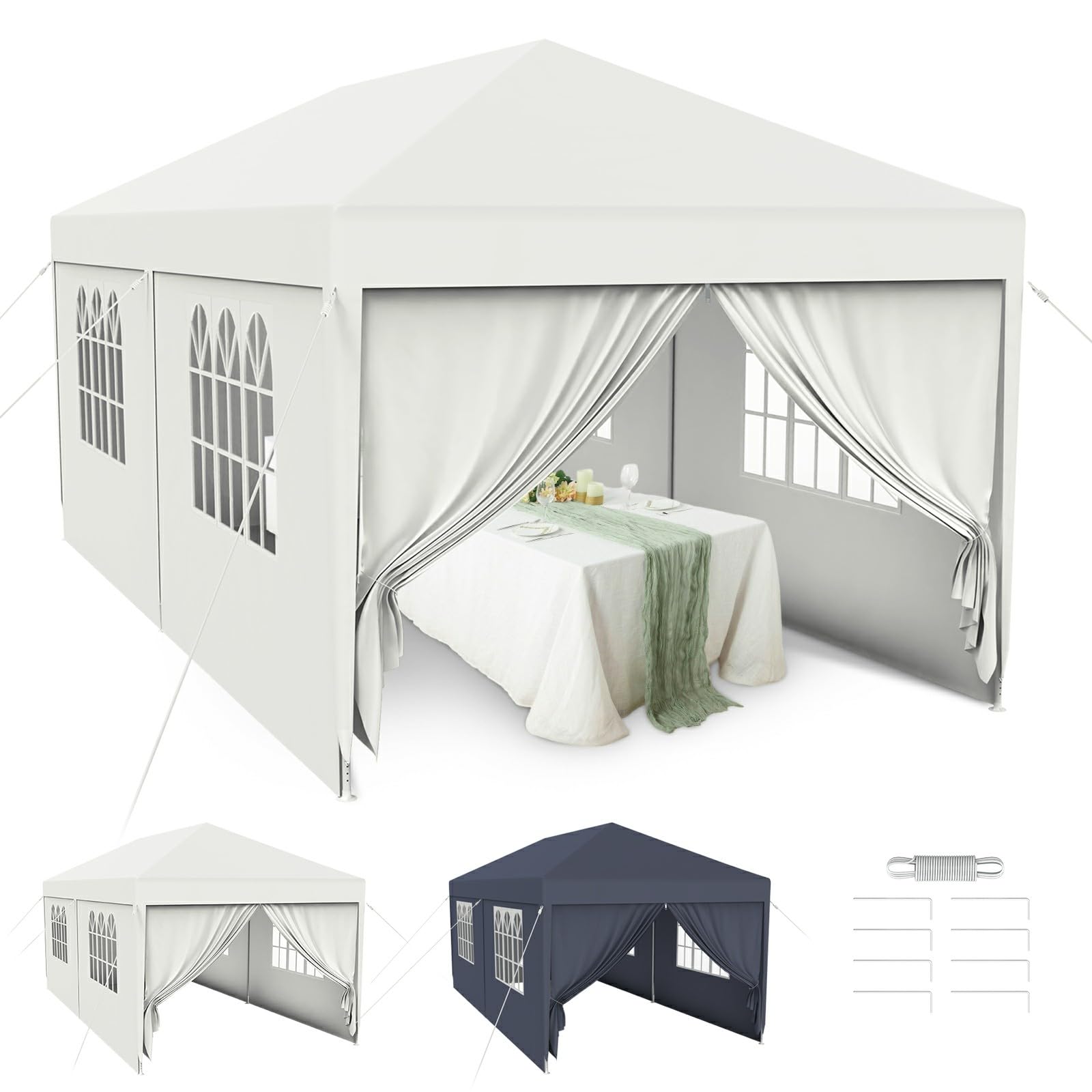 Kuro sagol Pavillon 3x6m，Partyzelt mit Abnehmbaren Seitenteilen,UV Schutz,Windschutz,Wasserdicht,Stabil,Faltpavillon,Gartenpavillon,Gartenzelt für Markt,Festival,Camping,Hochzeiten,Weiß