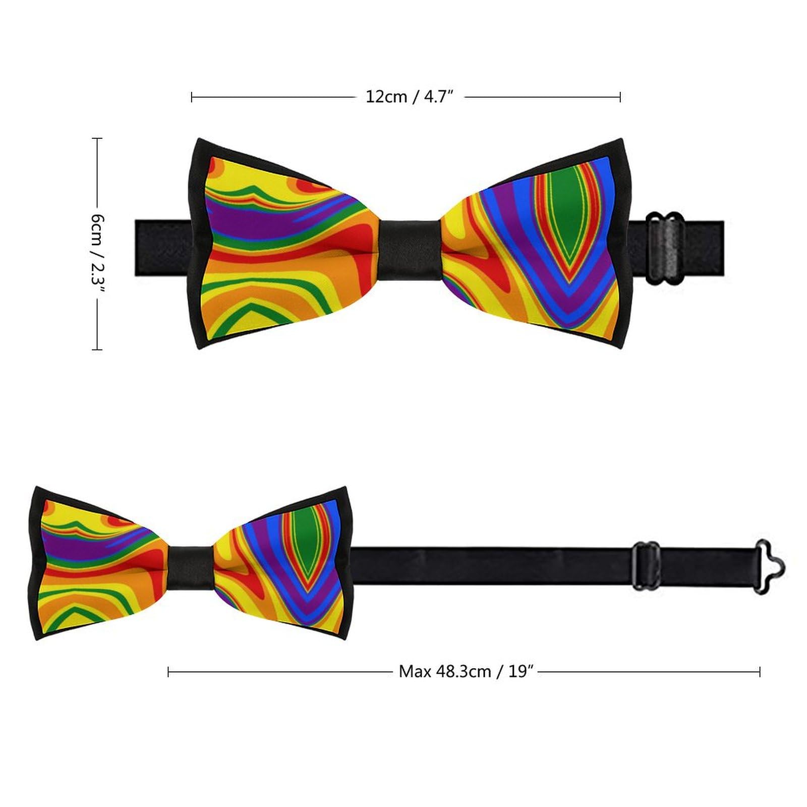 GoasNei LGBTQ Pride Month Rainbow Gay Bow Tie for Men Adjustable Necktie Funny Tie Neck Ties for Weddings Party