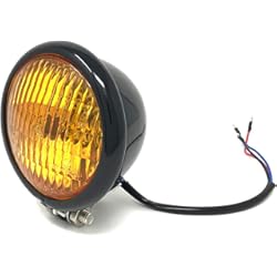 Faro Delantero Yamaha Mt 03 2021 Alchemy Parts Faro delantero universal para motocicleta de 120 mm en NEGRO con lente amarilla para Chopper, Bobber, Cafe Racer, Scrambler Project, Custom Street Bike