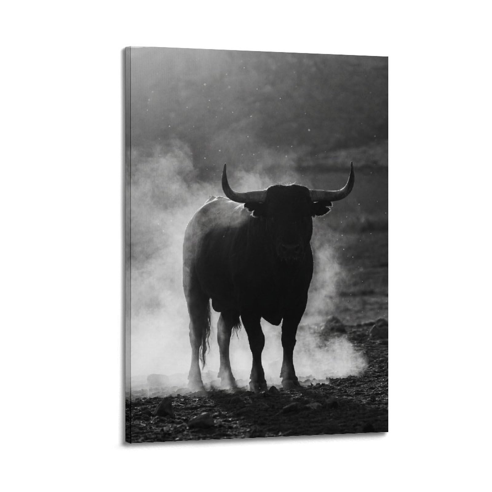 XKUGA Western Rodeo Animal Poster Black Bull Silhouette Dust Modern Decorative Canvas Prints - Ideal Wall Art for Family, Man Cave, Game Room, Boys & Girls Bedroom 20x30inch(50x75cm)