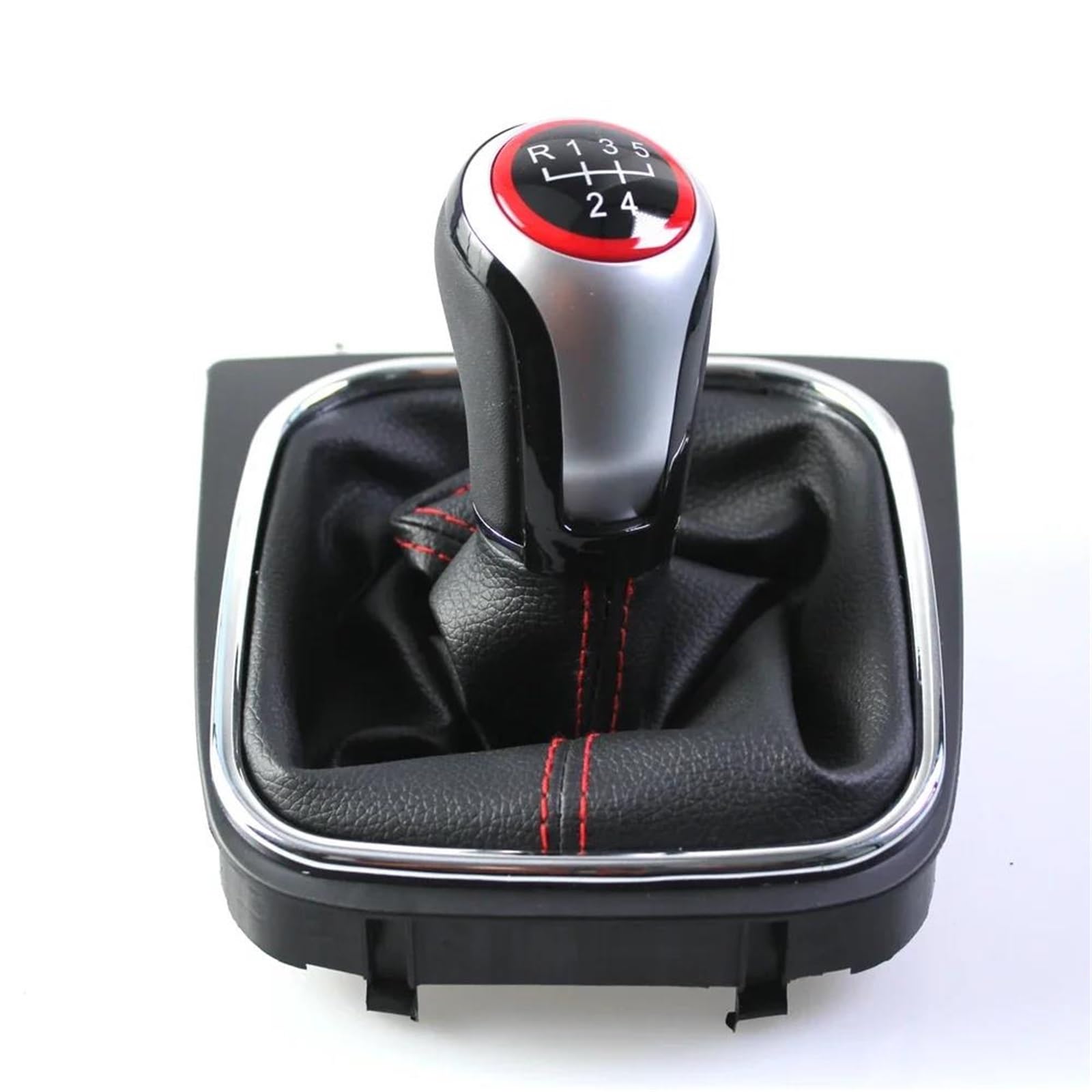 Fhuwaz Red 5-Speed Car Gear Knob For Golf 5 Mk5 6 Mk6 Car Speed Gear Shift Knob With Gaiter Boot For Jetta Mk3 Iii 137 138 1F7 1F8(Red 5-Speed)