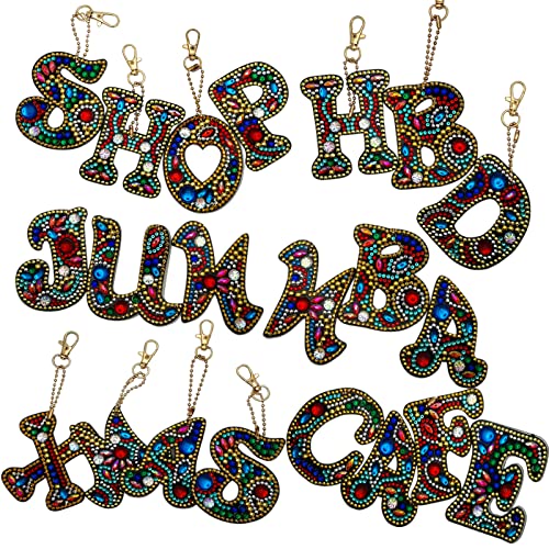 MEDOYOH DIY Letters "D" Diamond Painting Key Chains, Double-Sided Retro DIY Diamond Painting Kits Keychain - Image 4