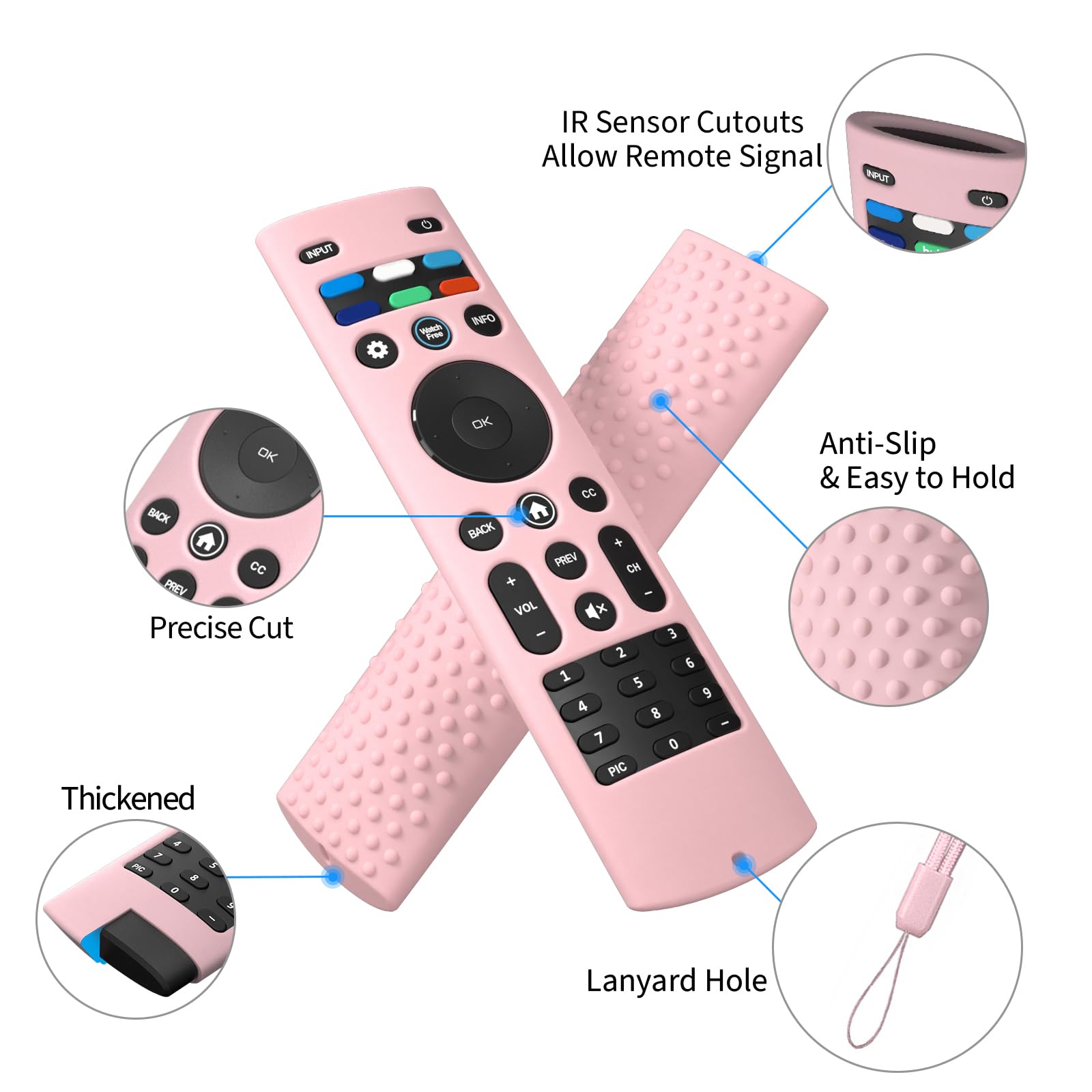Custodia In Silicone Rosso Per Telecomando Vizio XRT140 - Morbida, Antiscivolo, Antiurto Con Cordino - Protezione Per Smart TV - 3