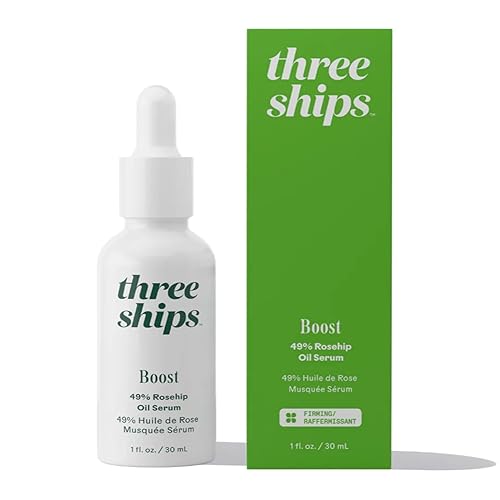 Three Ships Suero de aceite de rosa mosqueta Boost  Como se ve en Dragon's Den  Suero facial vegano suaviza, hidrata y protege la piel  Suero facial