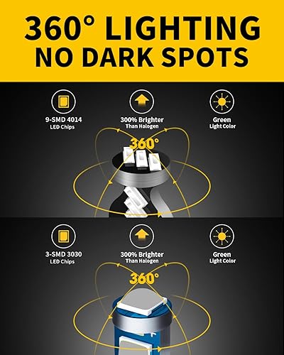 Miniatura 6 de T5 37 74 73 2723 2721 194 T10 168 2825 W5W Bombilla LED verde, superbrillante PC74 PC37 PC168 PC194 PC161 Reemplazo LED para interior cúpula mapa